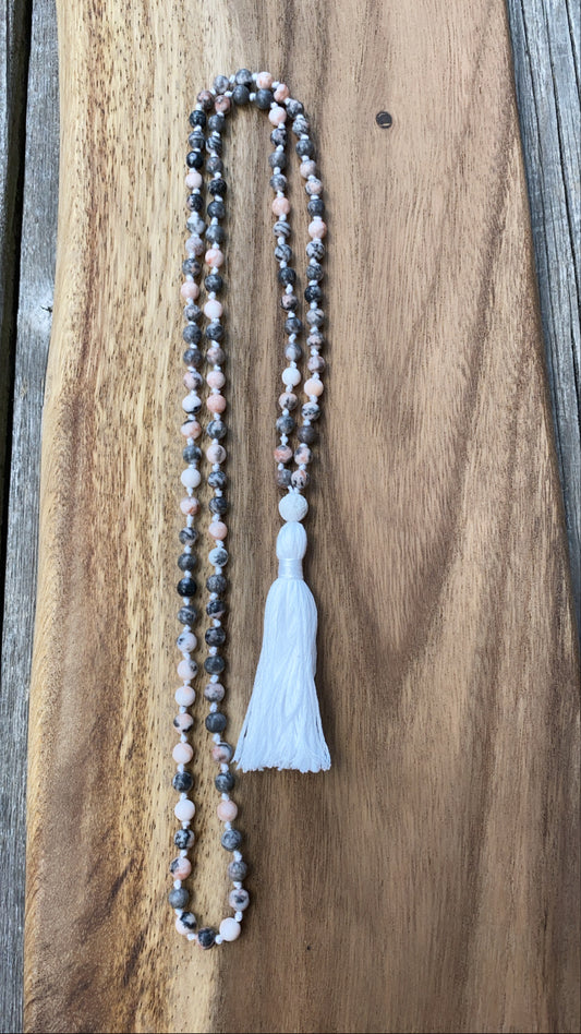 Pink Zebra Jasper Mala