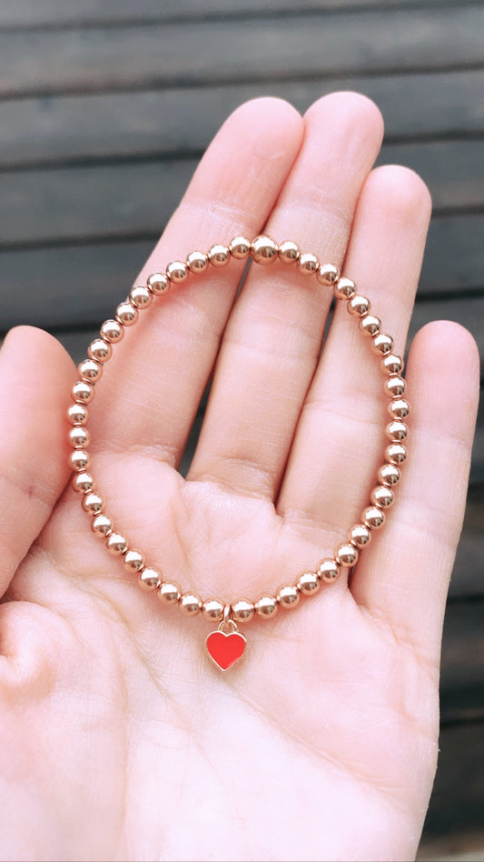 14k Rose Gold Filled Red Heart