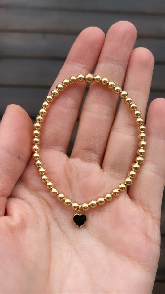 14k Gold Filled Black Heart