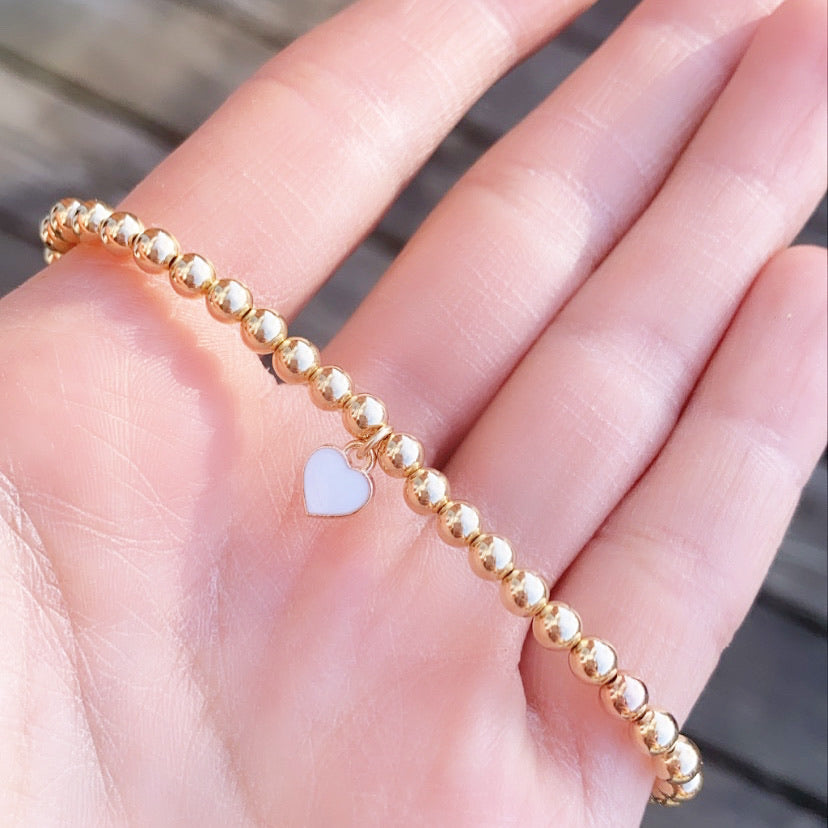 14K Gold Filled White Heart