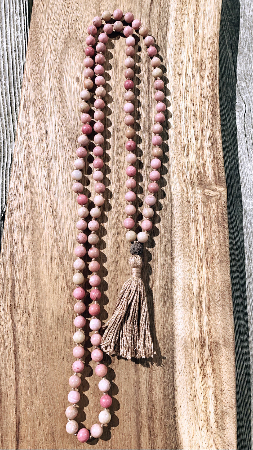 Pink Rhodonite Mala