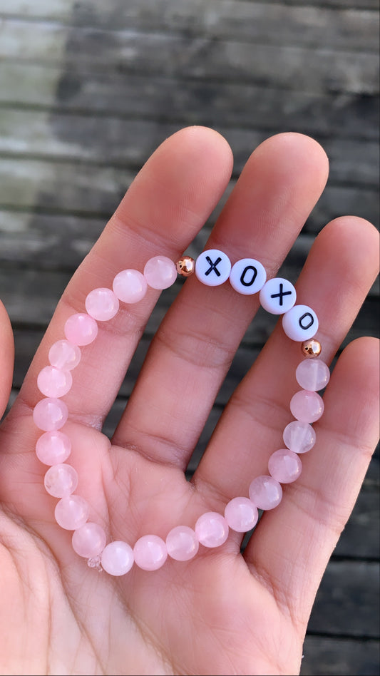 14k Rose Gold Rose Quartz XOXO