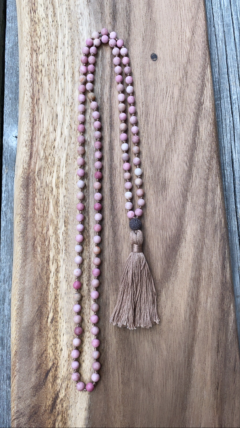 Pink Rhodonite Mala