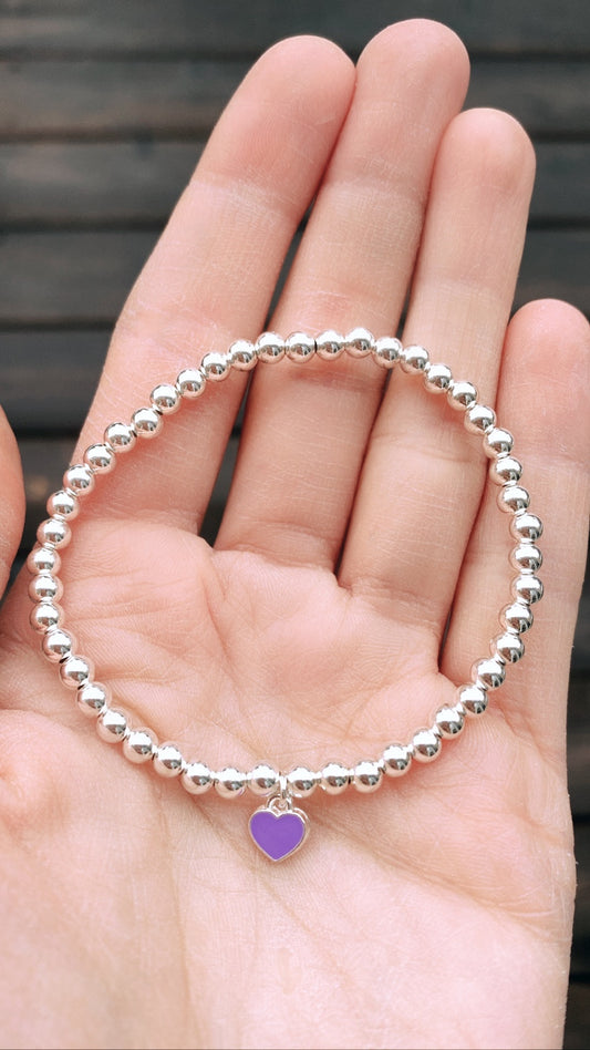 925 Sterling Silver Purple Heart