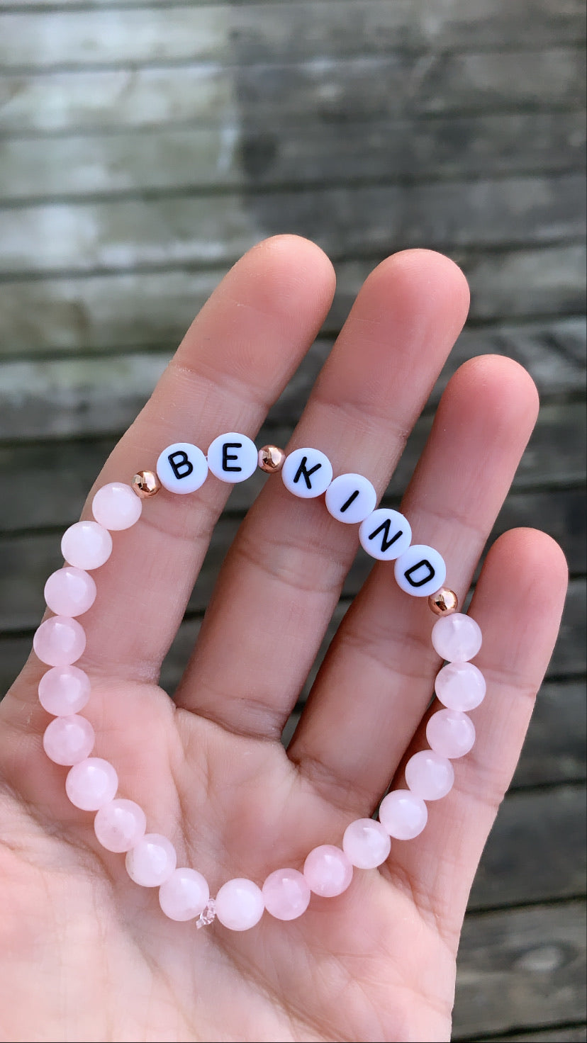 14k Rose Gold Rose Quartz BE KIND