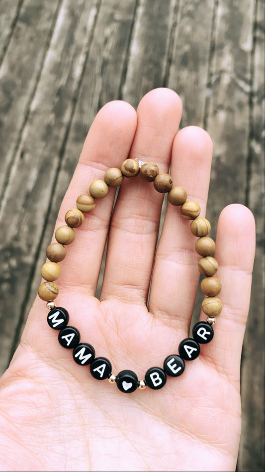 14k Gold Filled Wood Jasper MAMA BEAR