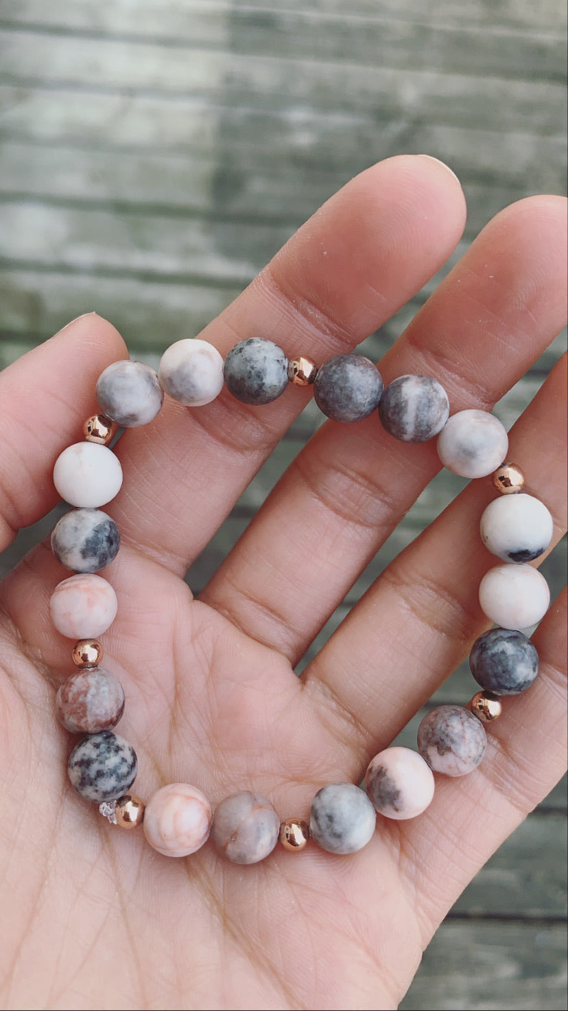 14k Rose Gold Pink Zebra Jasper