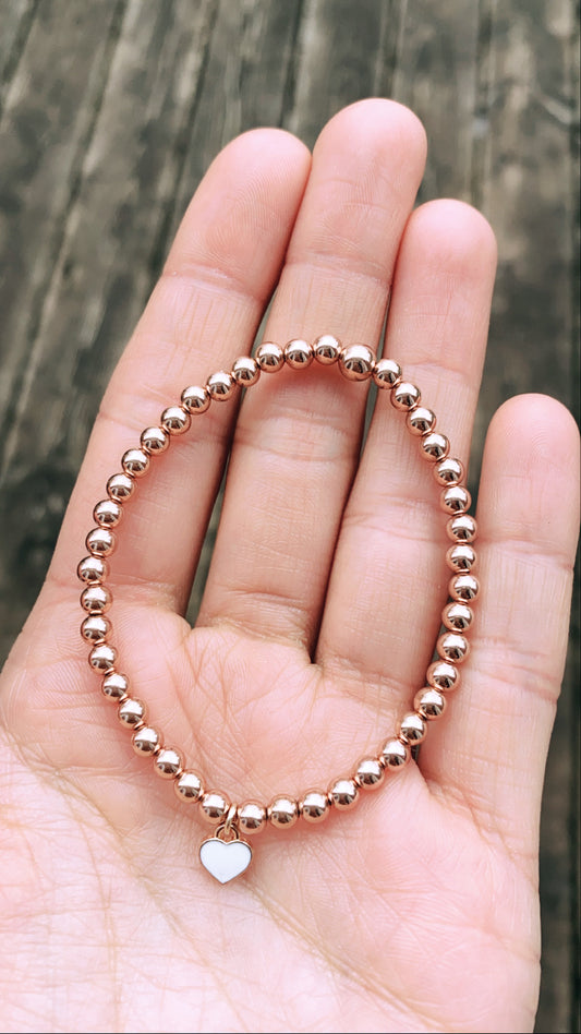 14K Rose Gold Filled White Heart