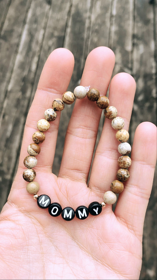 14k Gold Filled Picture Jasper MOMMY