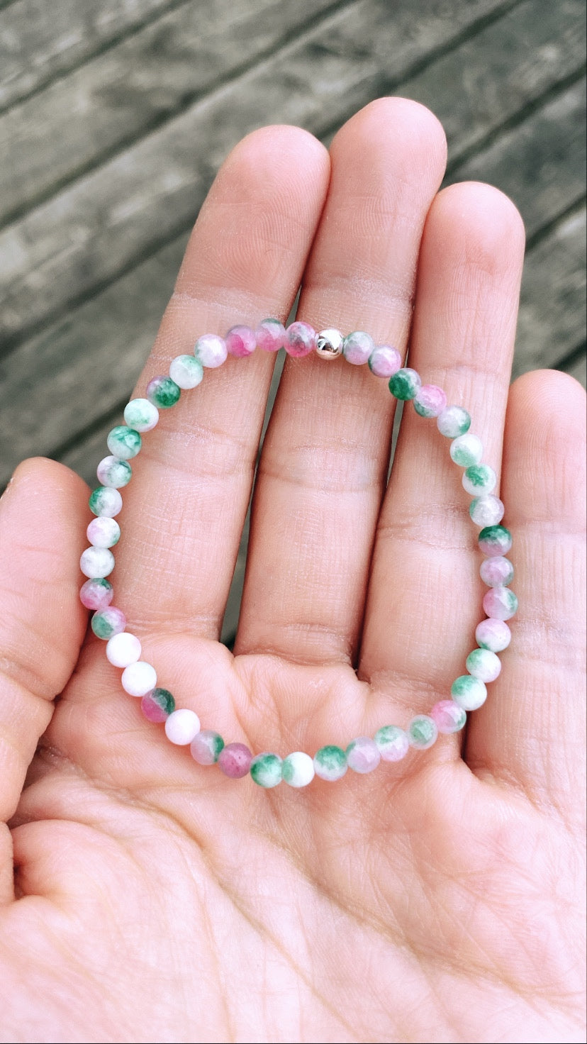 Pink Green Jade 4mm