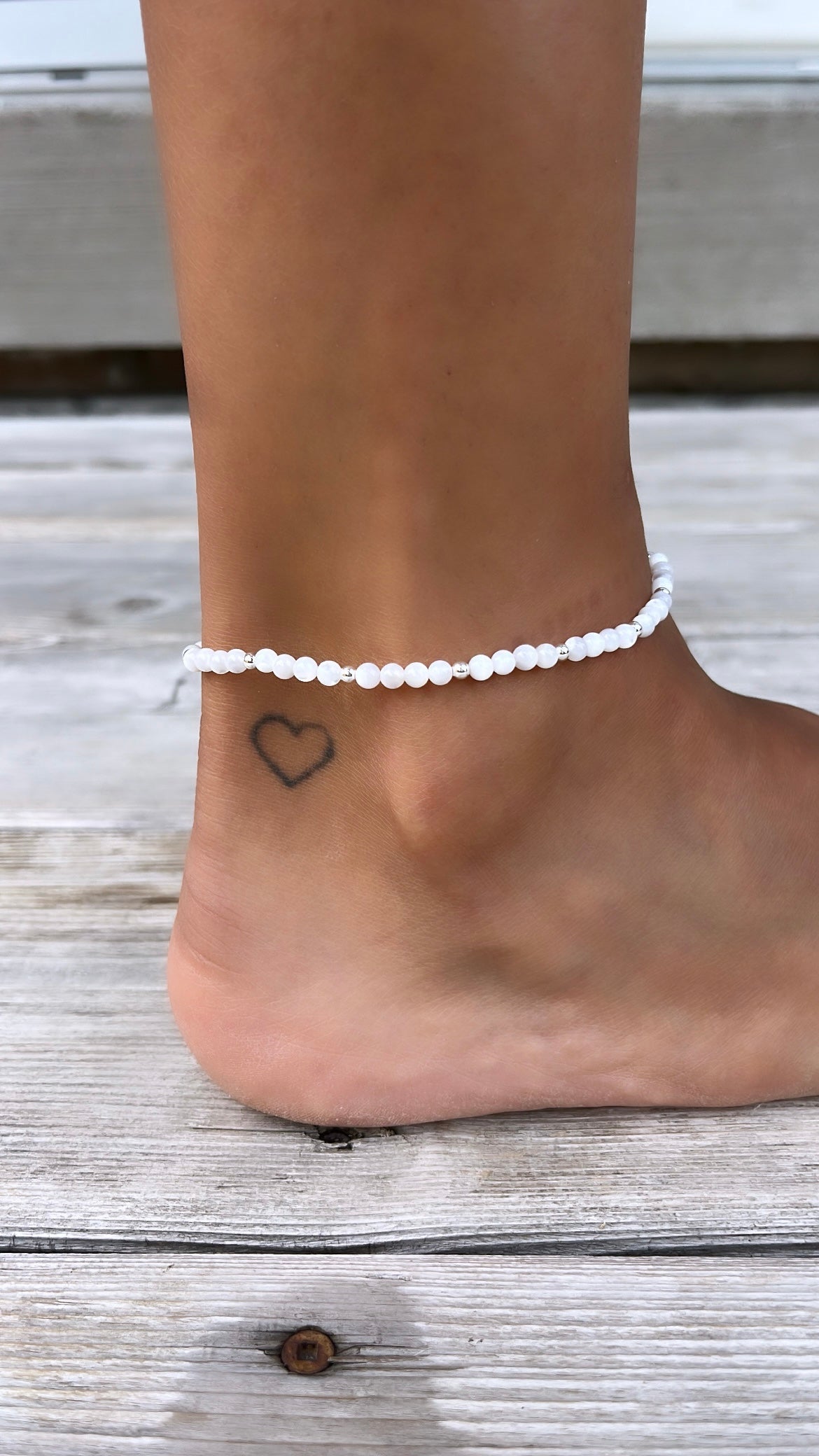 Mother of Pearl 925 Sterling Silver Anklet